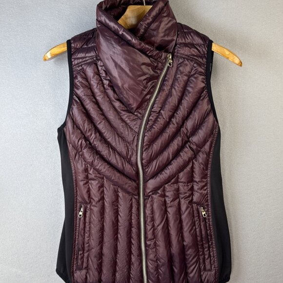 Calvin Klein Performance Premium Down Vest Women Size M Burgundy Headphone Acces - Picture 1 of 11